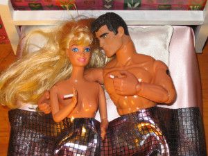 barbie & ken in bed with cigarettes