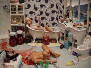 bath near dead ken doll
