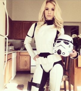 Blonde Girl Wearing a Stormtrooper Costume