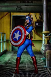 Woman in captain America body paint - Wild Wednesday